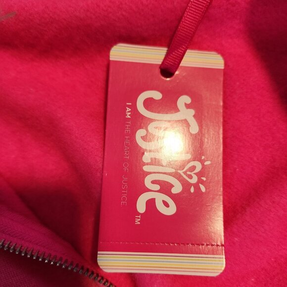 Justice Sport Girls Pink Zip Up Sweatshirt Sweat Shirt Rainbow Logo NEW NWT - Picture 7 of 11